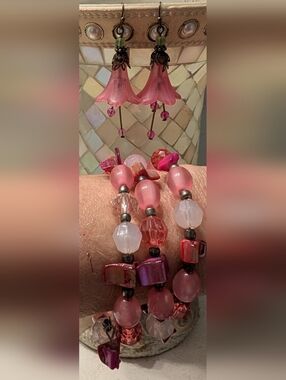 Wrap Bracelet/Bell Flower Earring Set